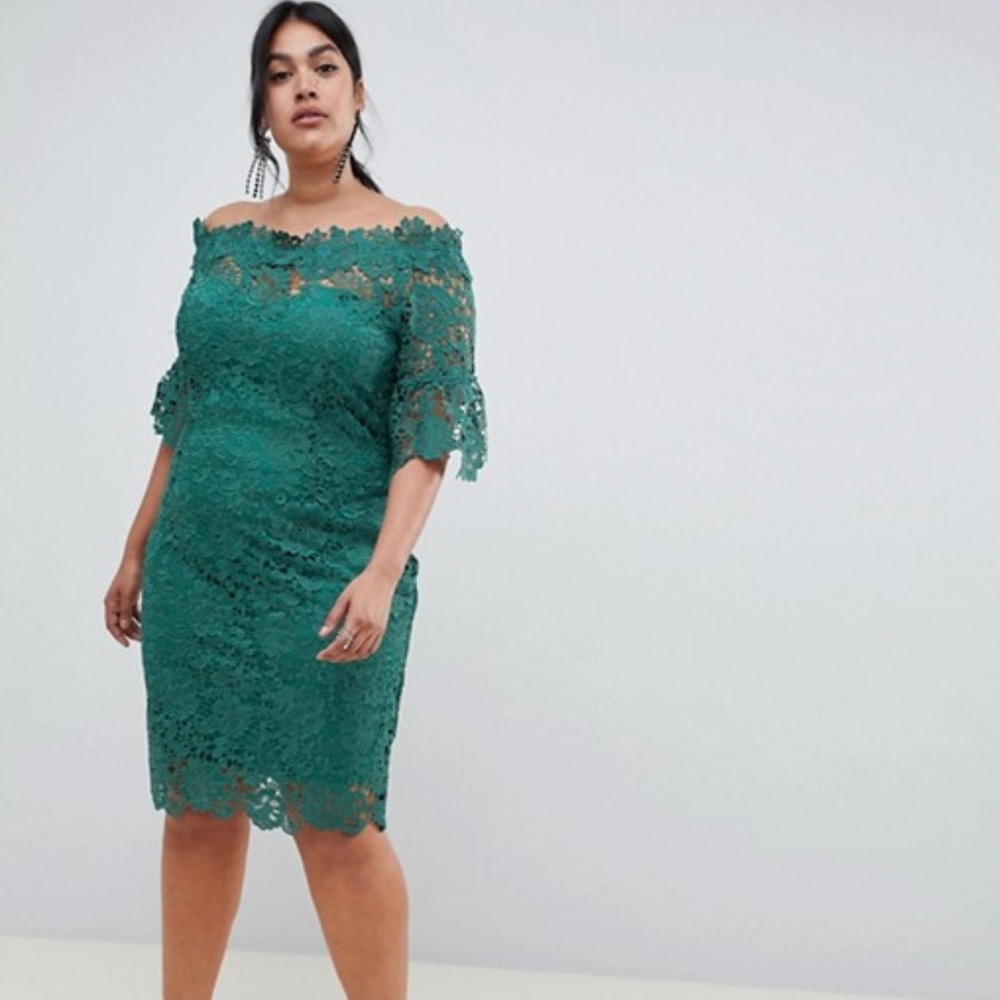 ASOS crochet off shoulder  midi dress with frill